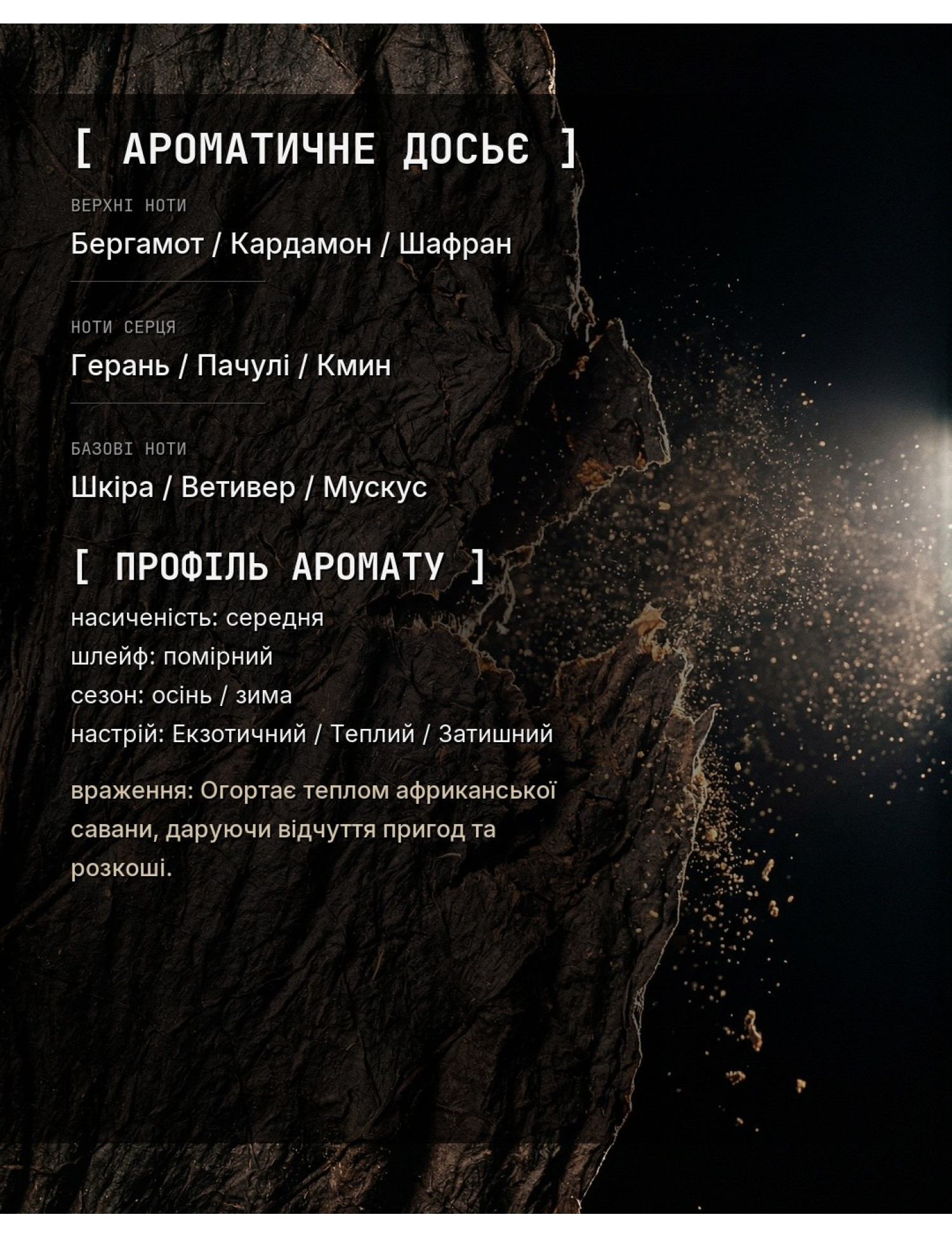 OLFx Niche AFRICAN LEATHER — ароматичне досьє OLFx